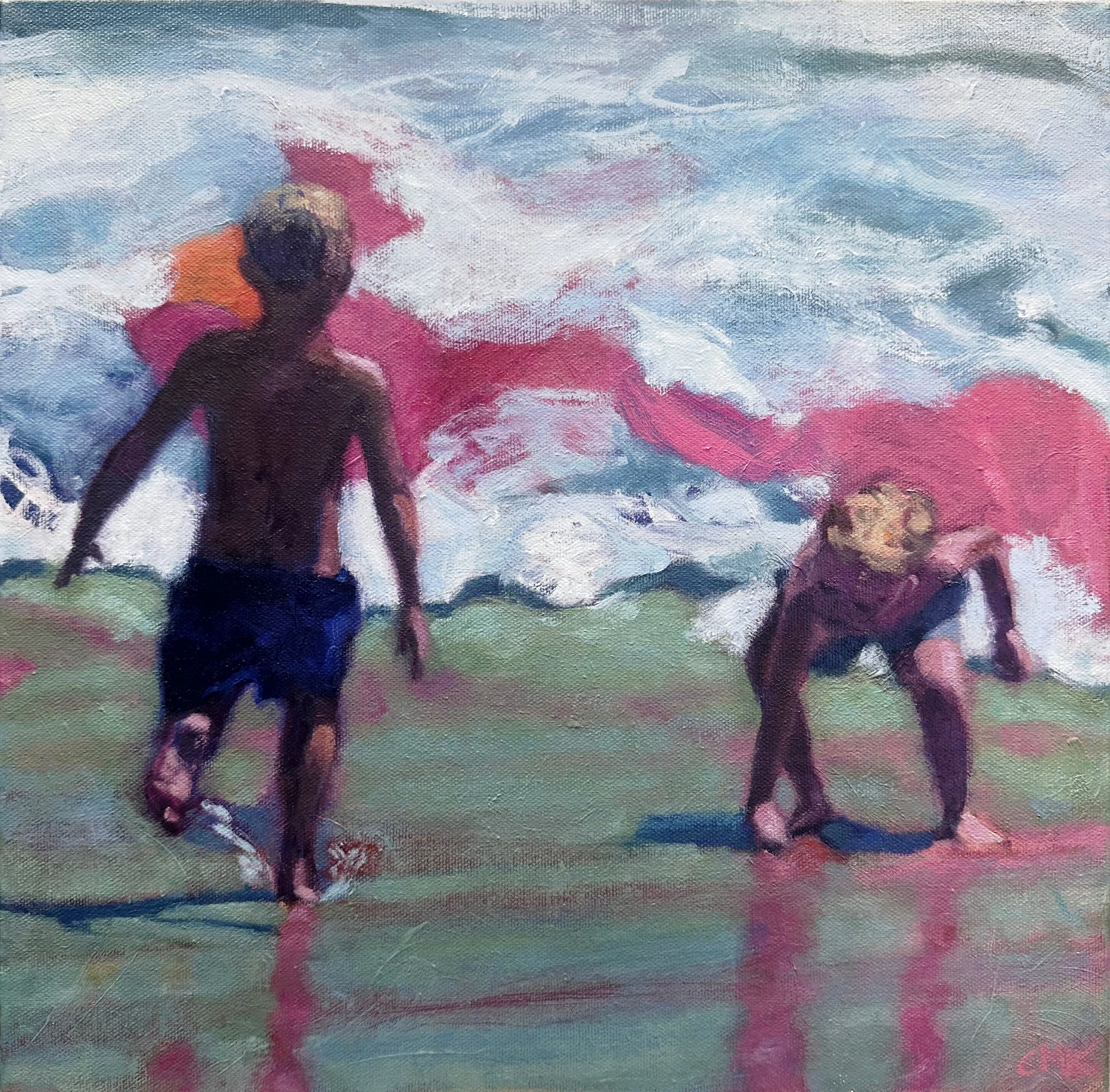 At the Shoreline  14" x 14"  oil on canvas