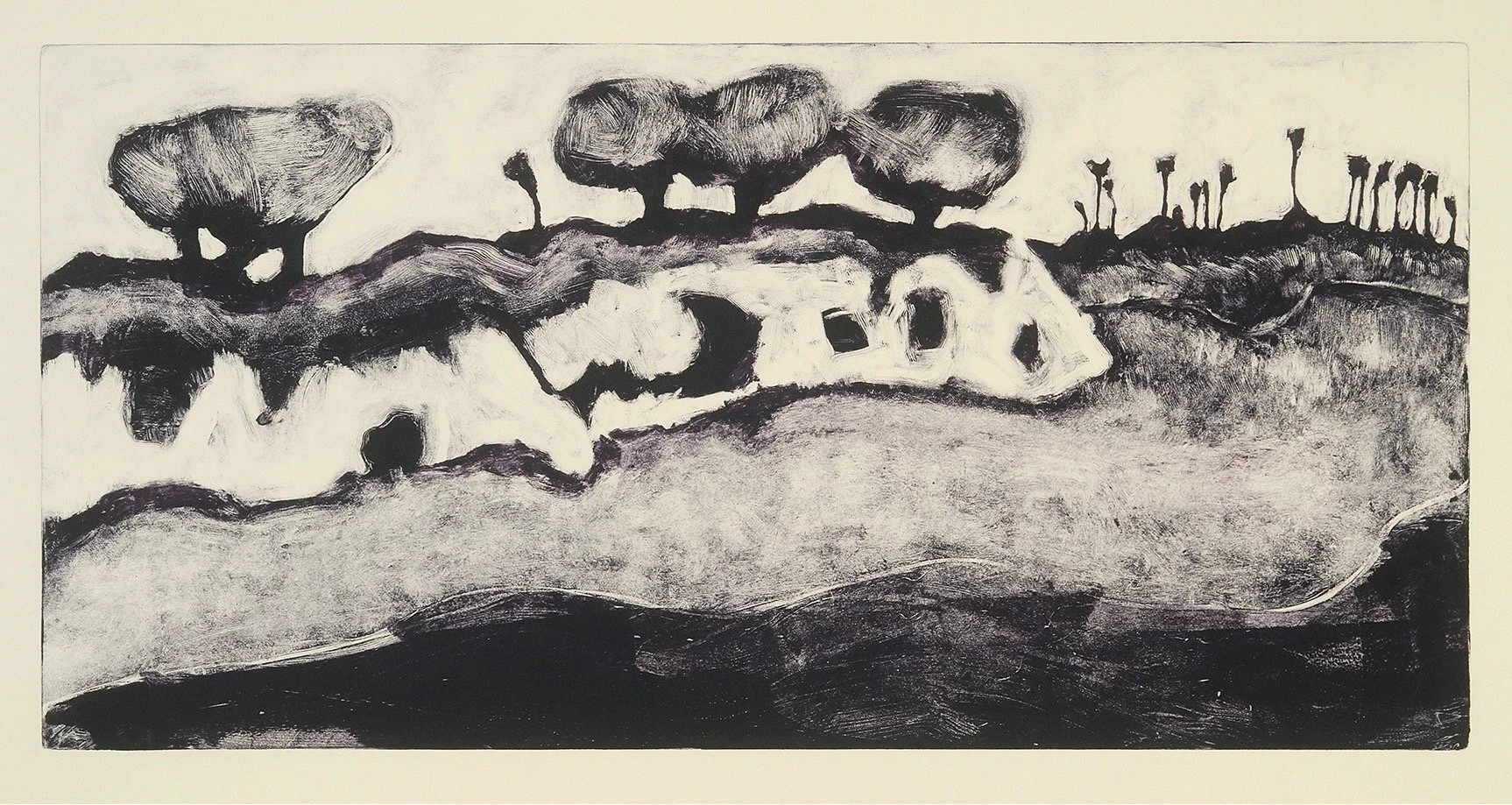 Back Bay  10 3/4" x 21 7/8"  monotype