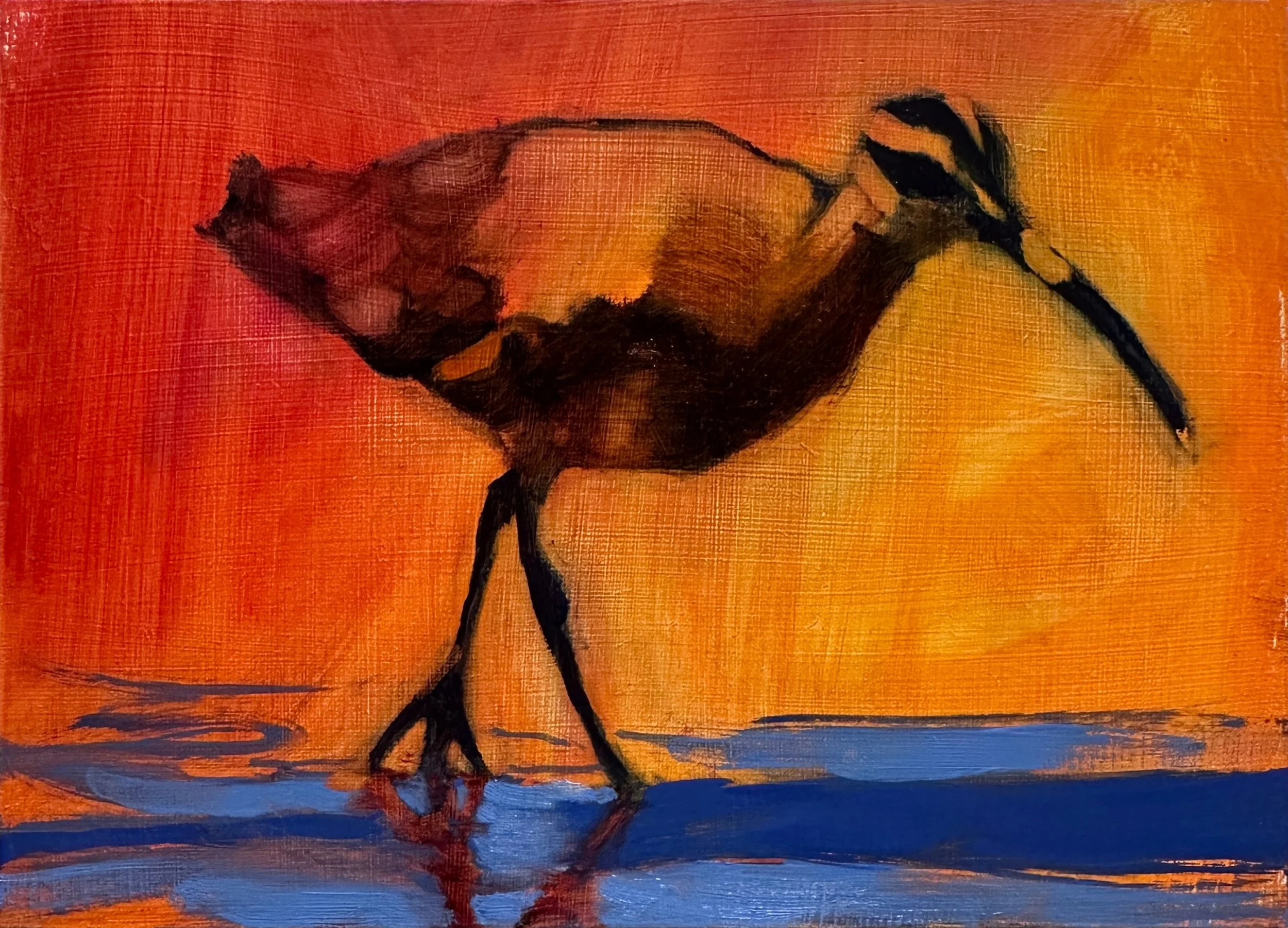 Long-billed Curlew 2,   5" x 7"  oil on wood panel SOLD