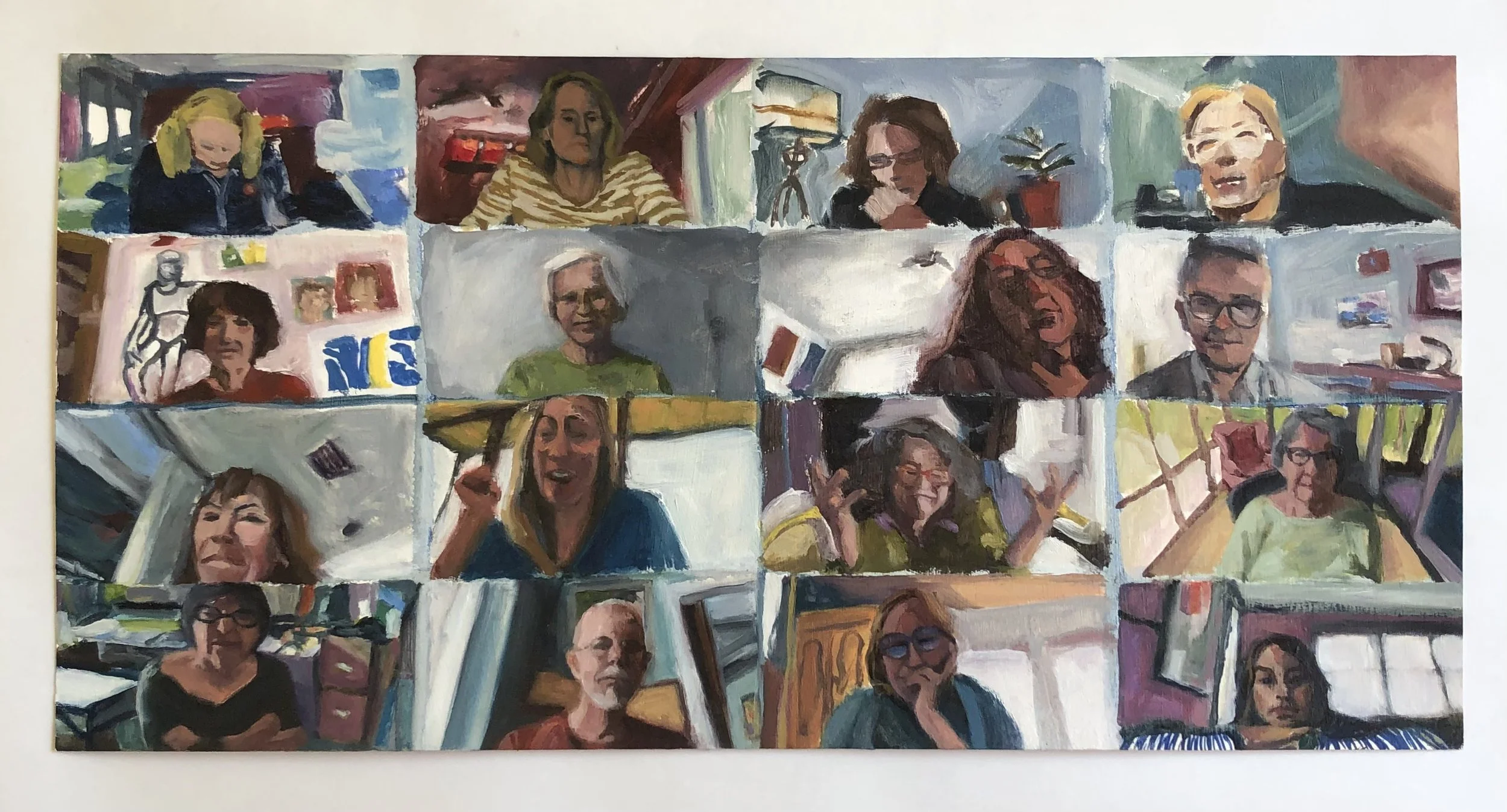 Zoom art class. 9" x 18" oil on paper