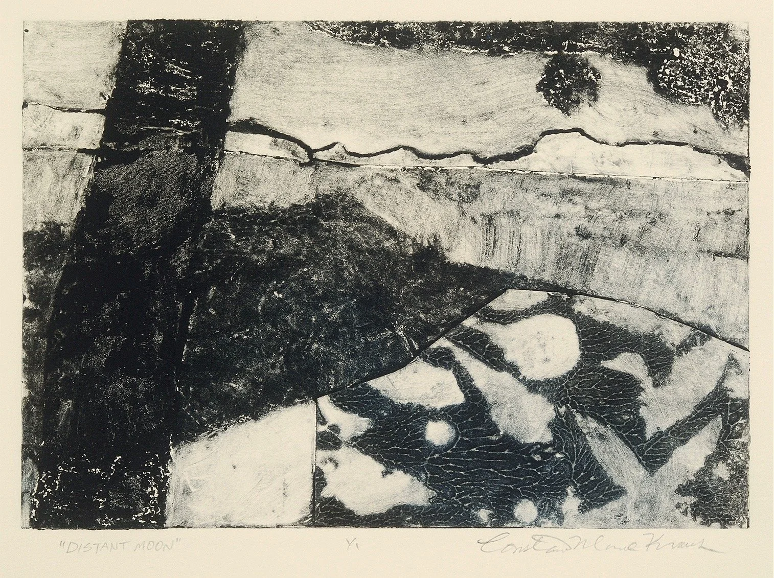 Distant Moon  5 3/4" x 8 1/4" carborundum collograph