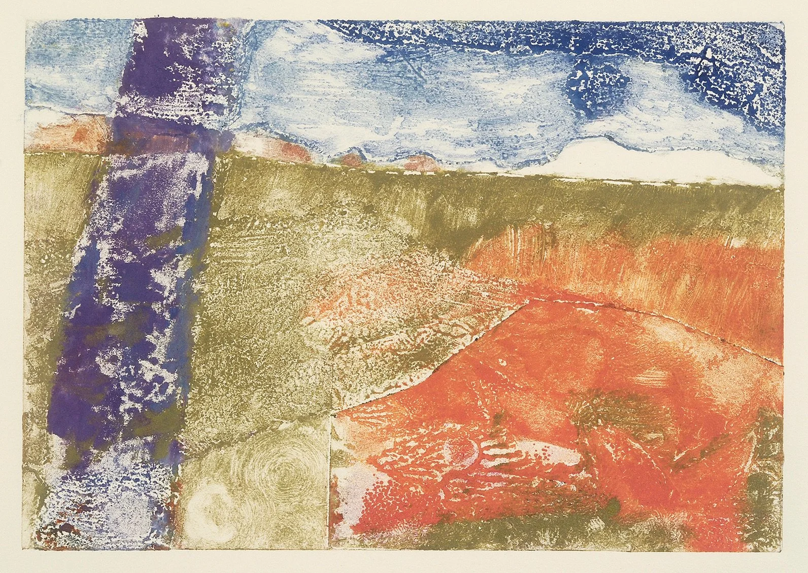 Distant Moon Orange  5 3/4" x 8 1/4" carborundum collograph