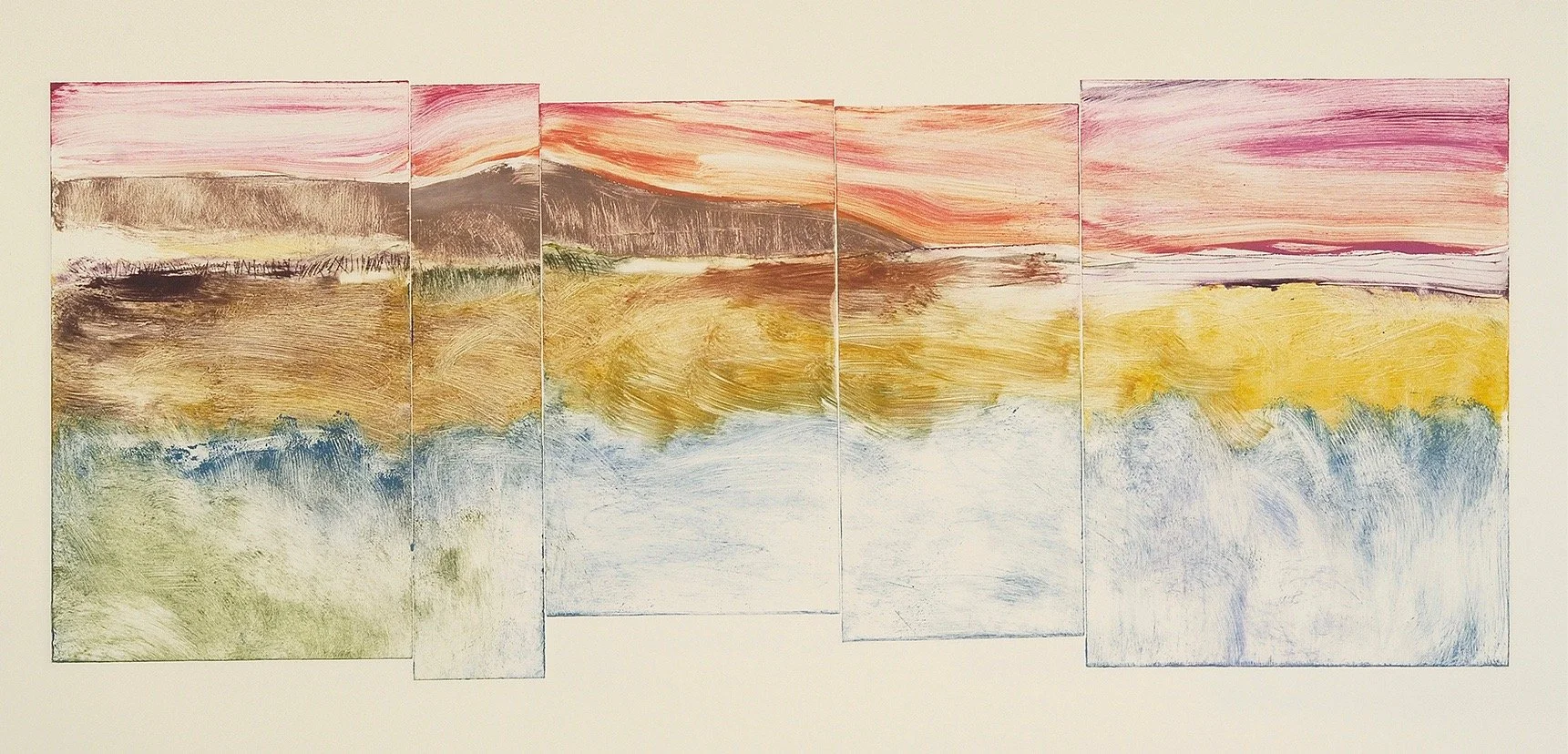 Grass VI,  9 1/4" x 23 1/4"  5 plate monoprint