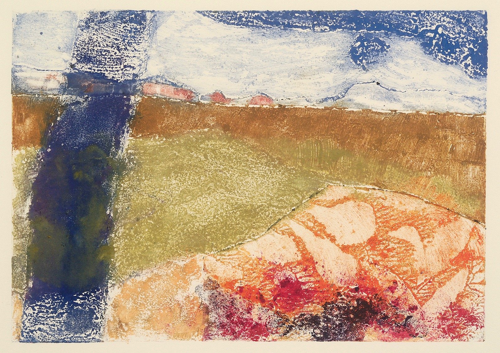 Distant Moon Ochre  5 3/4" x 8 1/4" carborundum collograph