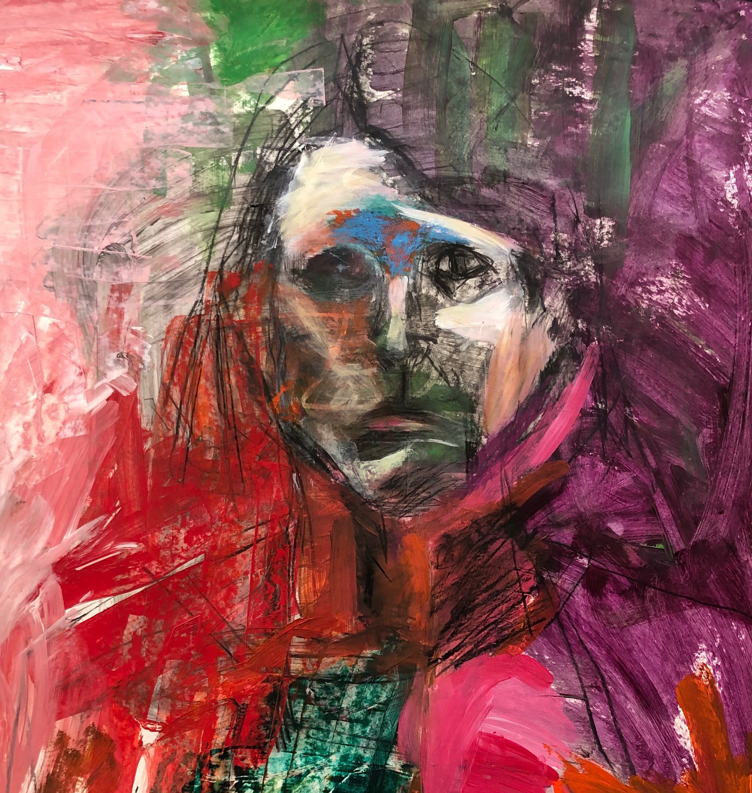 Self-Portrait  20" x 24"  mixed media on paper 