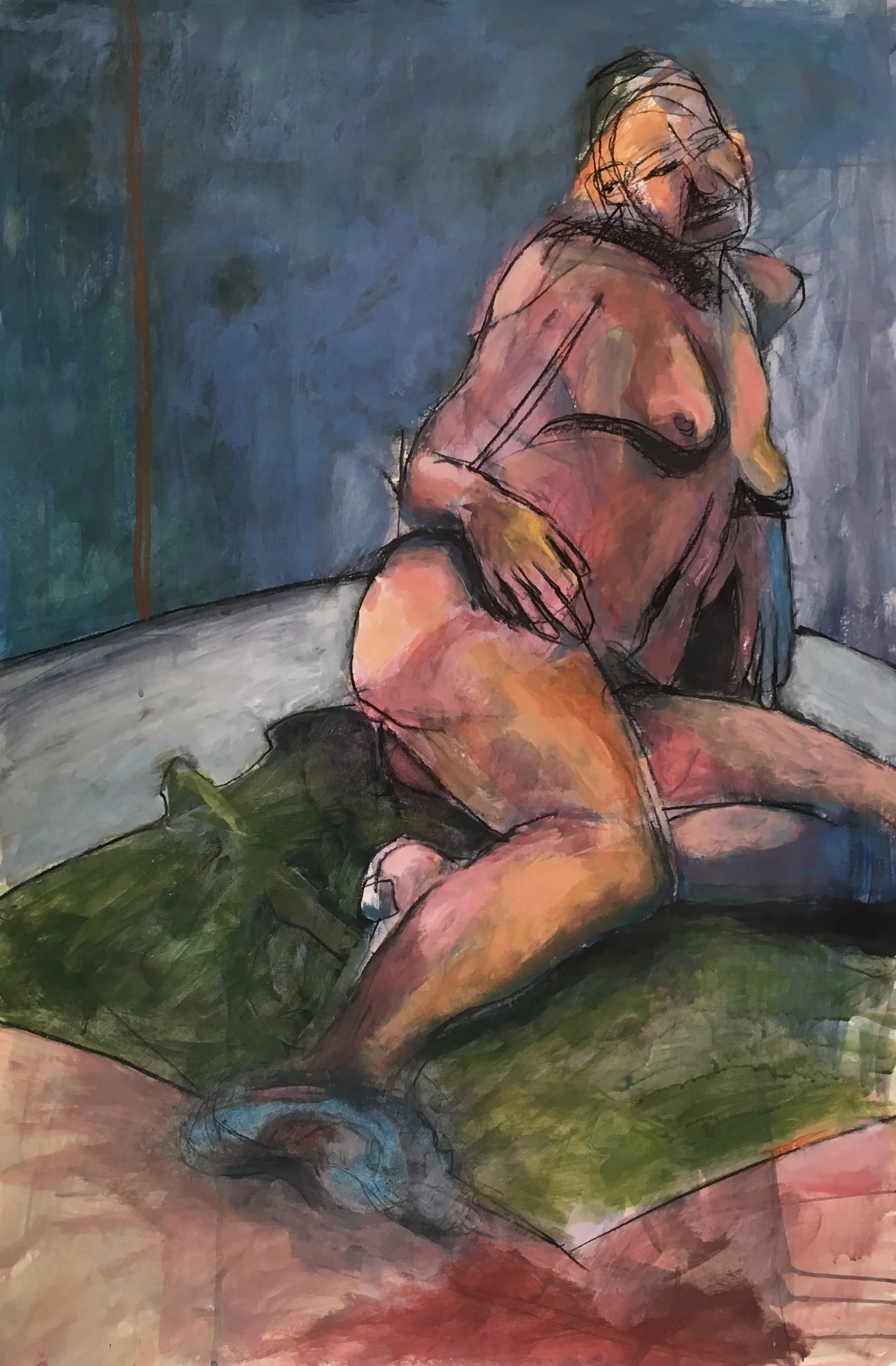 Sherri Reclining, 36" x 24"  mixed media on paper