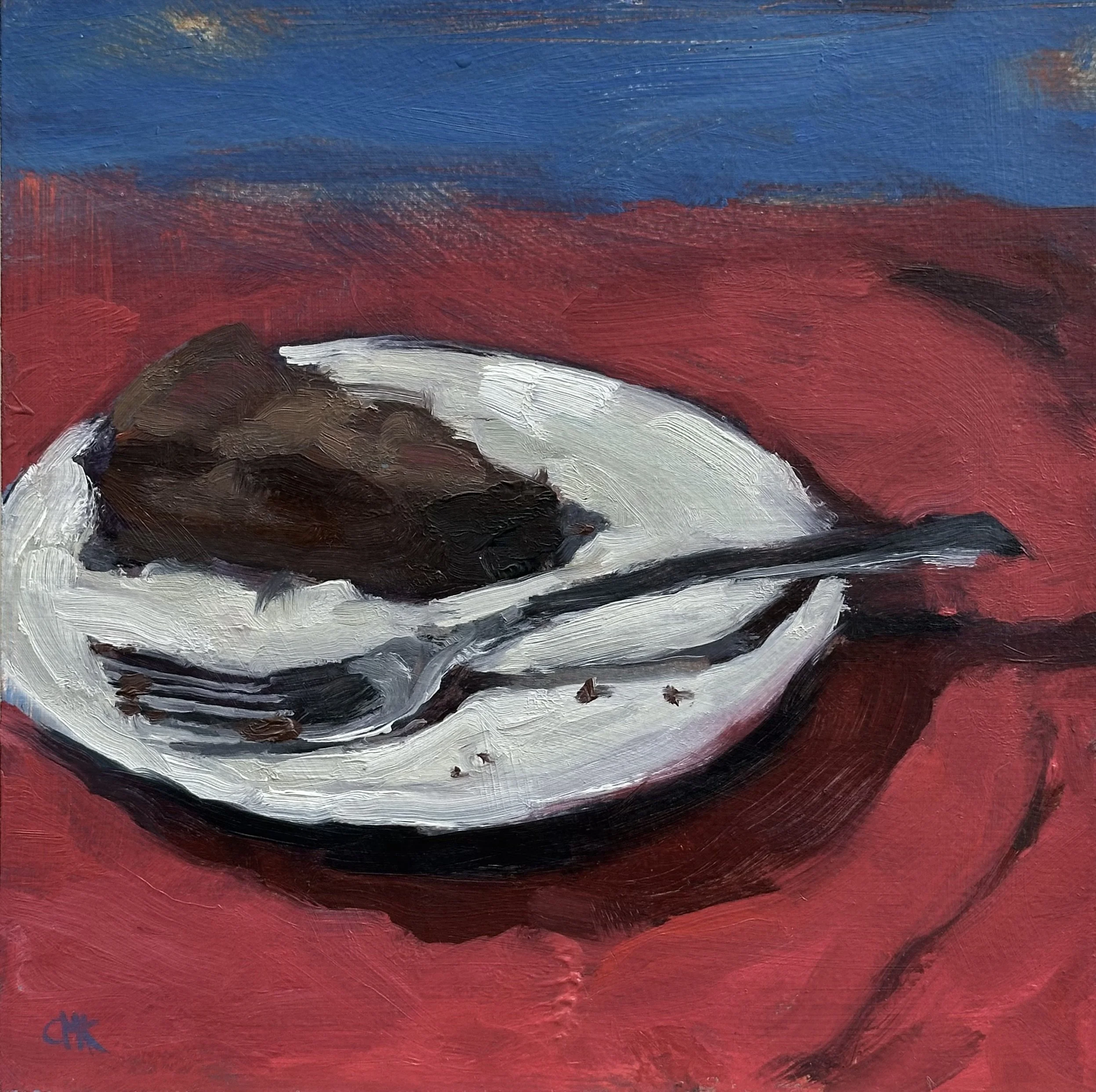 First Bite. 7" x 7" oil on wood panel
