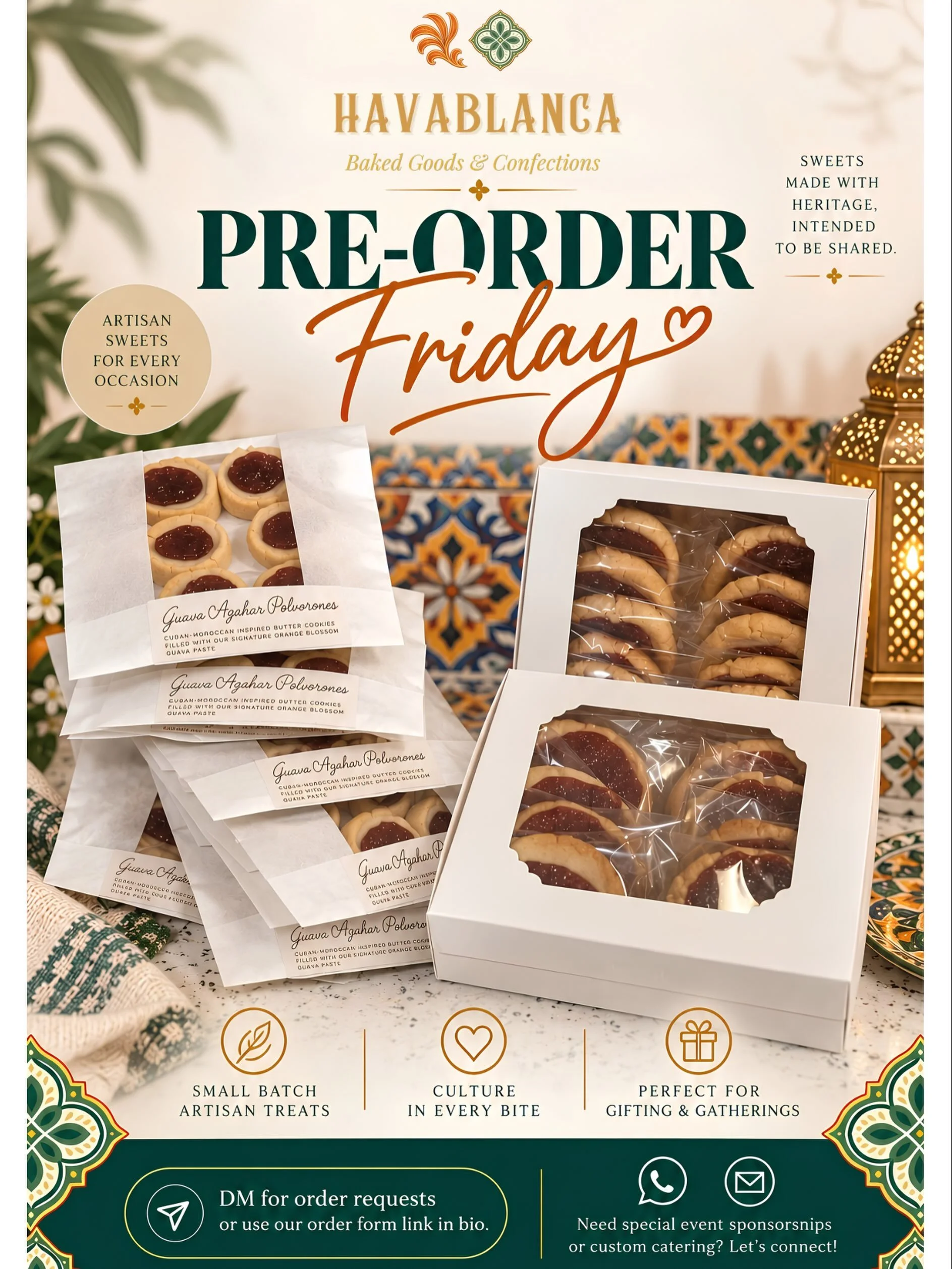 It&rsquo;s Pre-Order Friday! 

A little Havana, a little Casablanca, and a whole lot of sweetness. Hava Moment Worth Savoring 

Havablanca brings together baked goods &amp; confections inspired by Cuban and Moroccan traditions&mdash;made in small bat