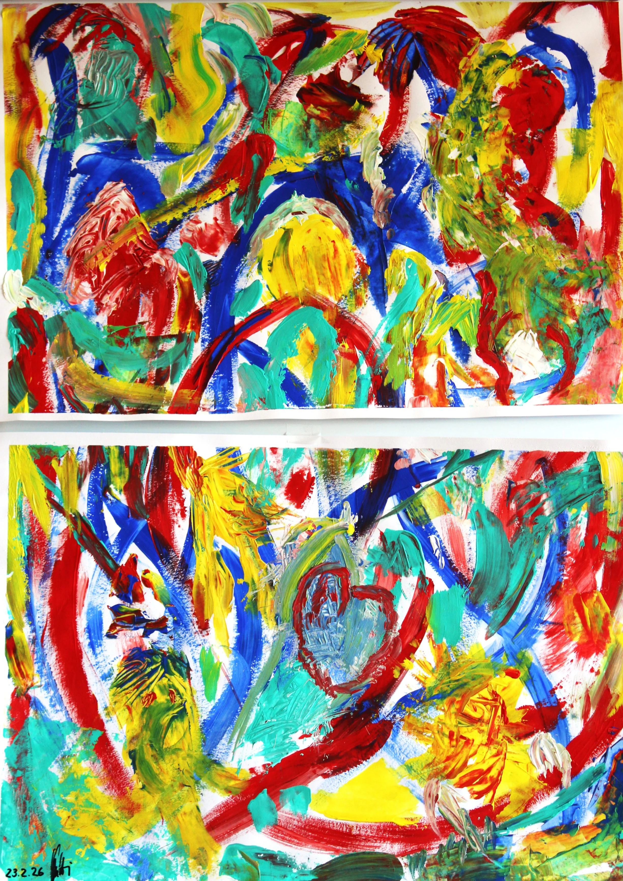 Hund: 2026 | zweiteilig, je 43 × 63 cm | Acryl auf Papier | CHF 1’050.-