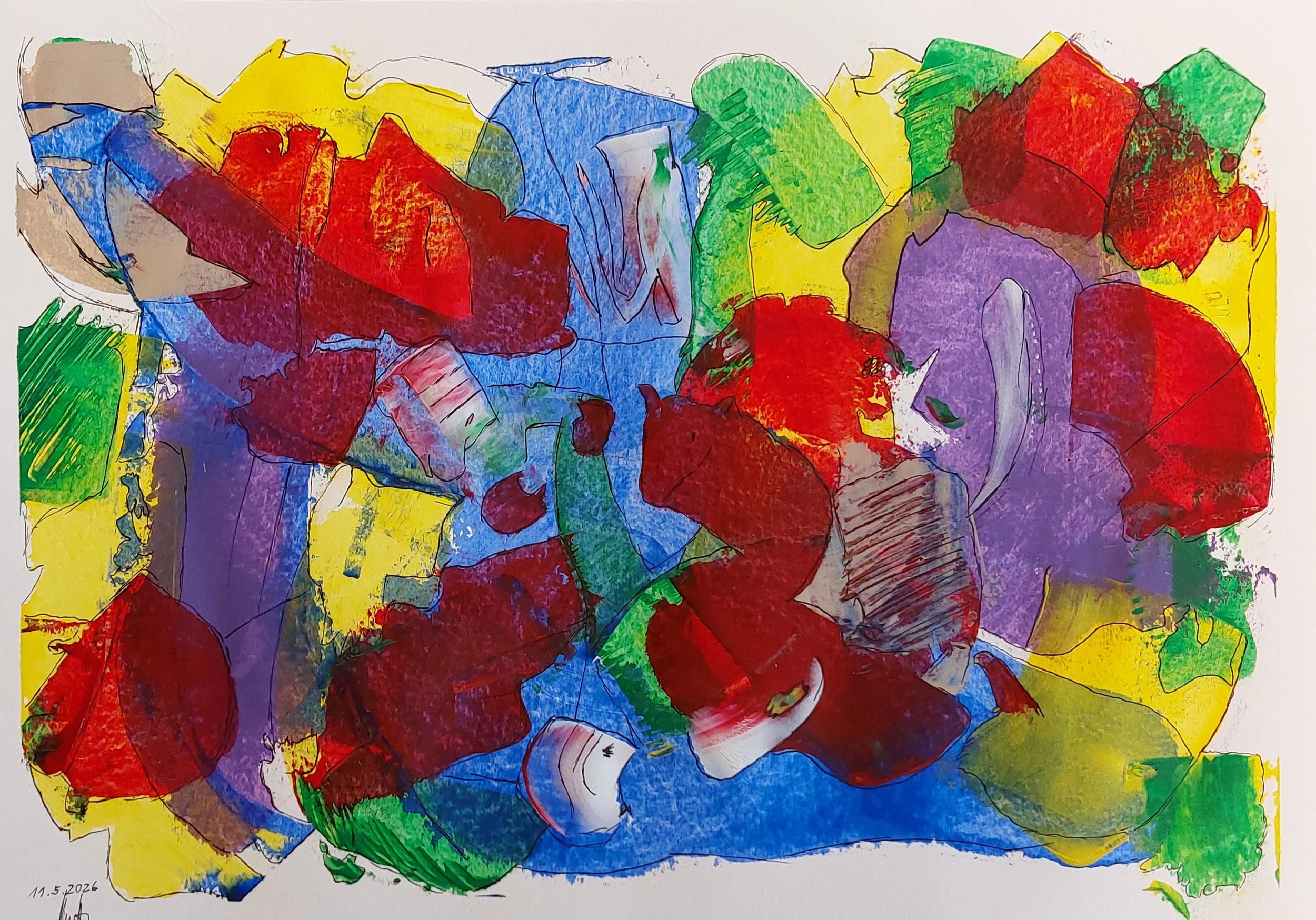 Vögel: 2026  | A3  | Acryl auf Papier | CHF 460.-