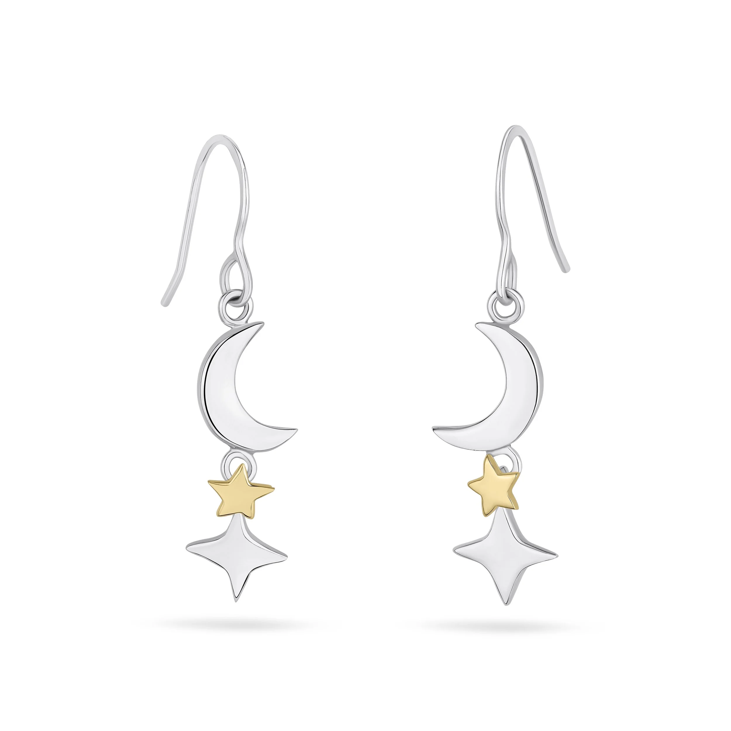 Moon and Star drop earrings