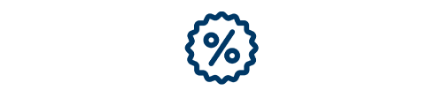 Graphic of a percentage discount icon with a percentage symbol inside a badge or seal.