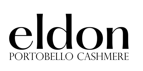 "Eldon Portobello Cashmere" logo in black text on a white background.