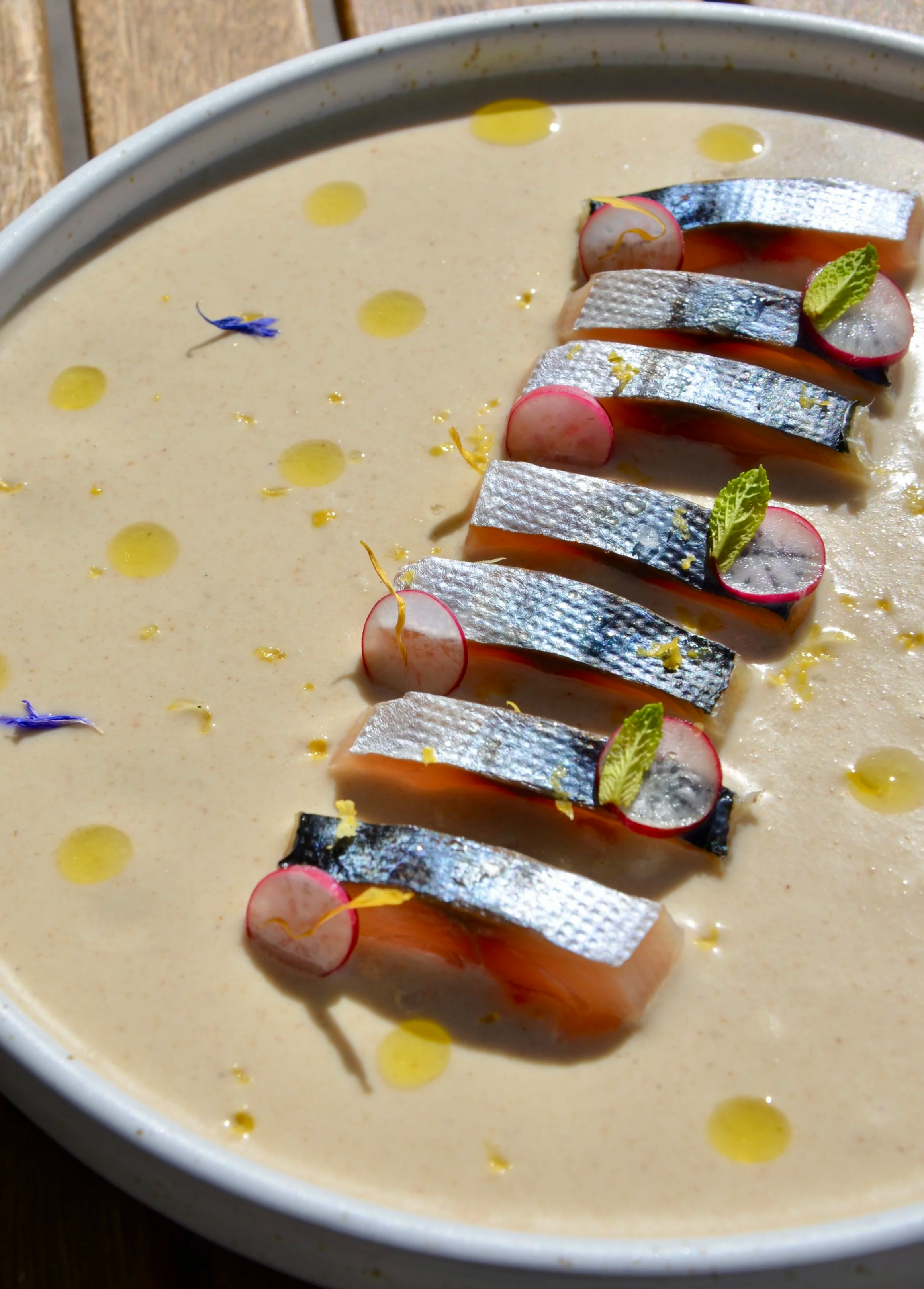 mackerel &amp; ajoblanco crudo