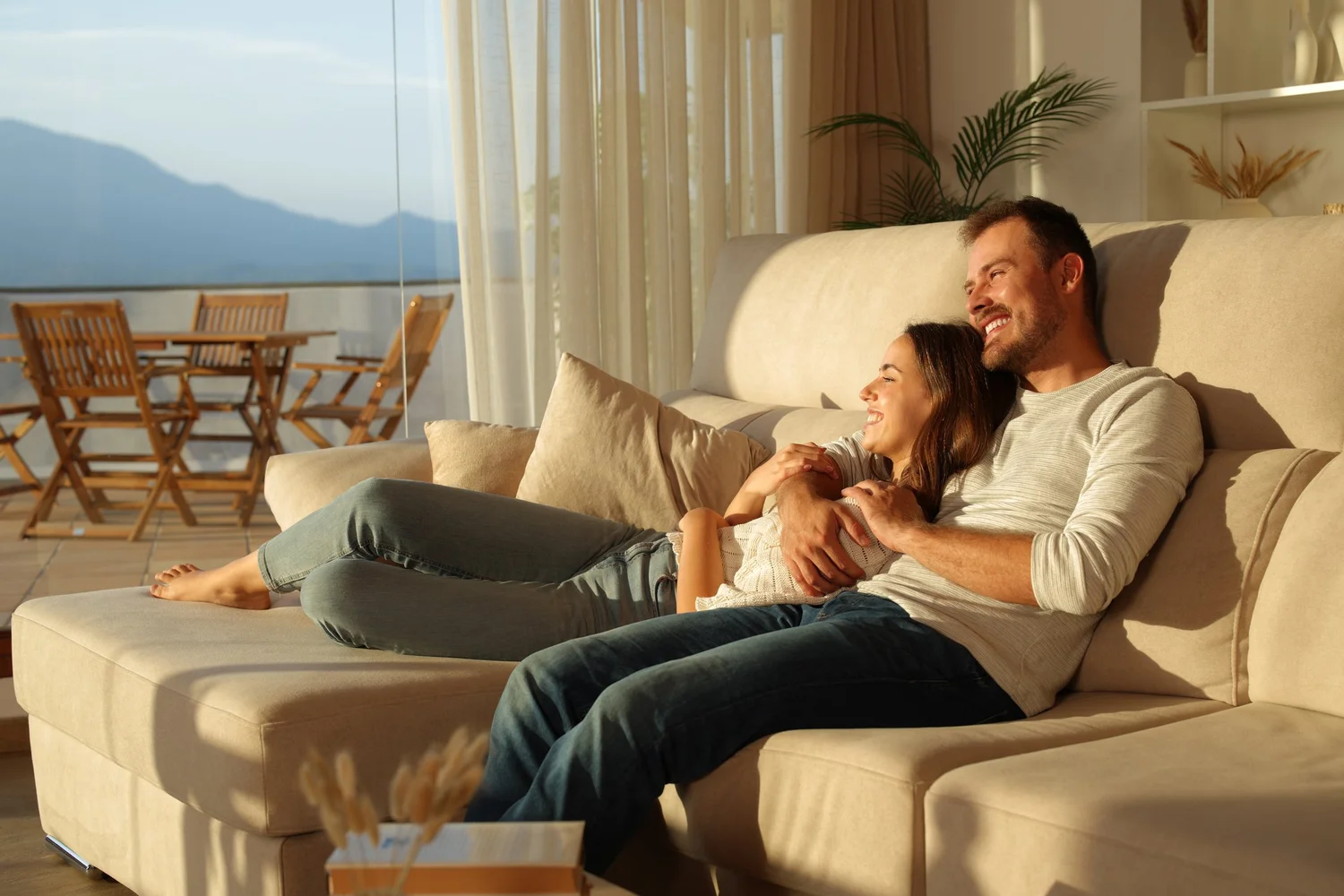 A relaxed couple settled in their new home in Mexico
