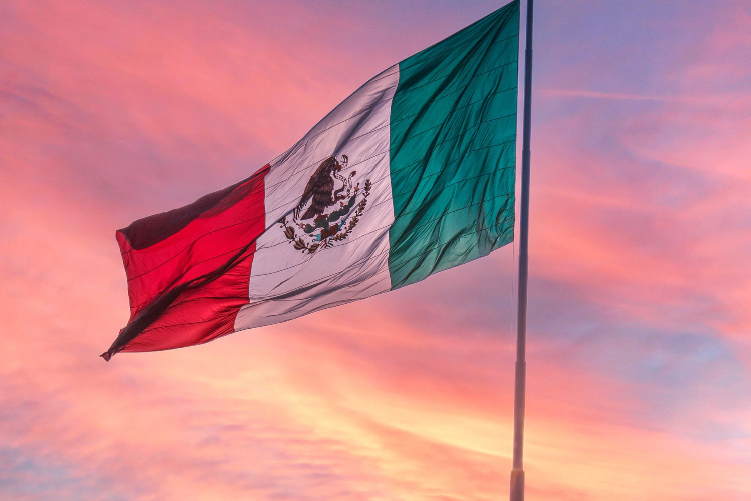 Mexican Flag at sunset.