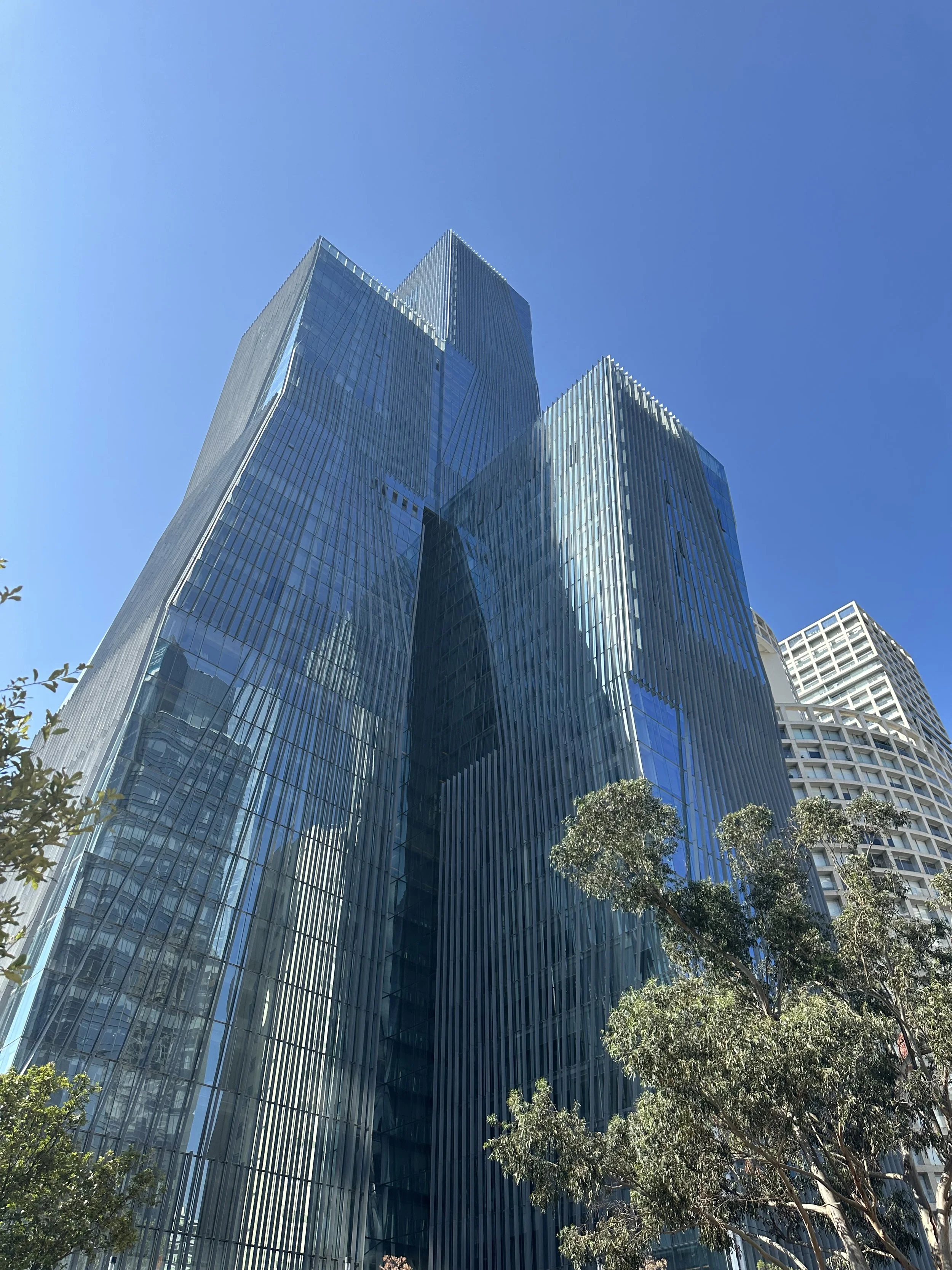 High rise building, with blue skies in Mexico city.