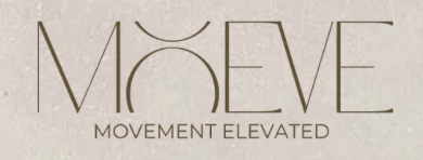 Logo for 'MOVE' with the tagline 'MOVEMENT ELEVATED' beneath, featuring thin, elegant font.