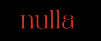 The word ' nulla' written in red lowercase letters on a black background.
