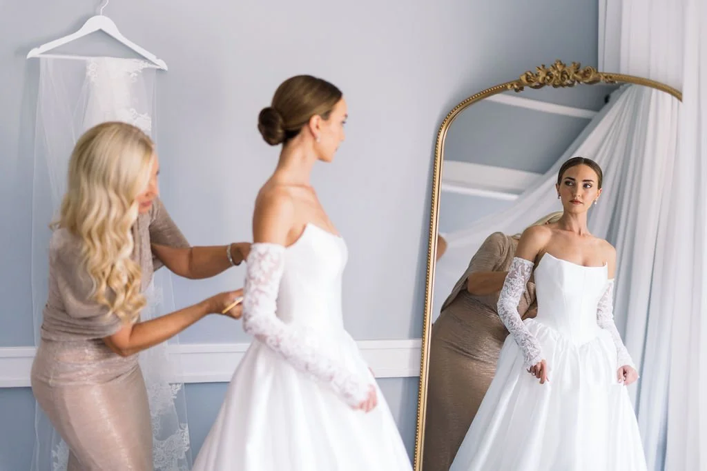 Bride getting ready in Tower Suite.