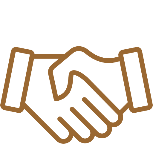 Outline illustration of two hands shaking.