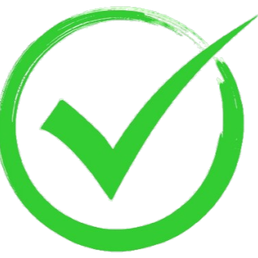 Green check mark inside a circle.