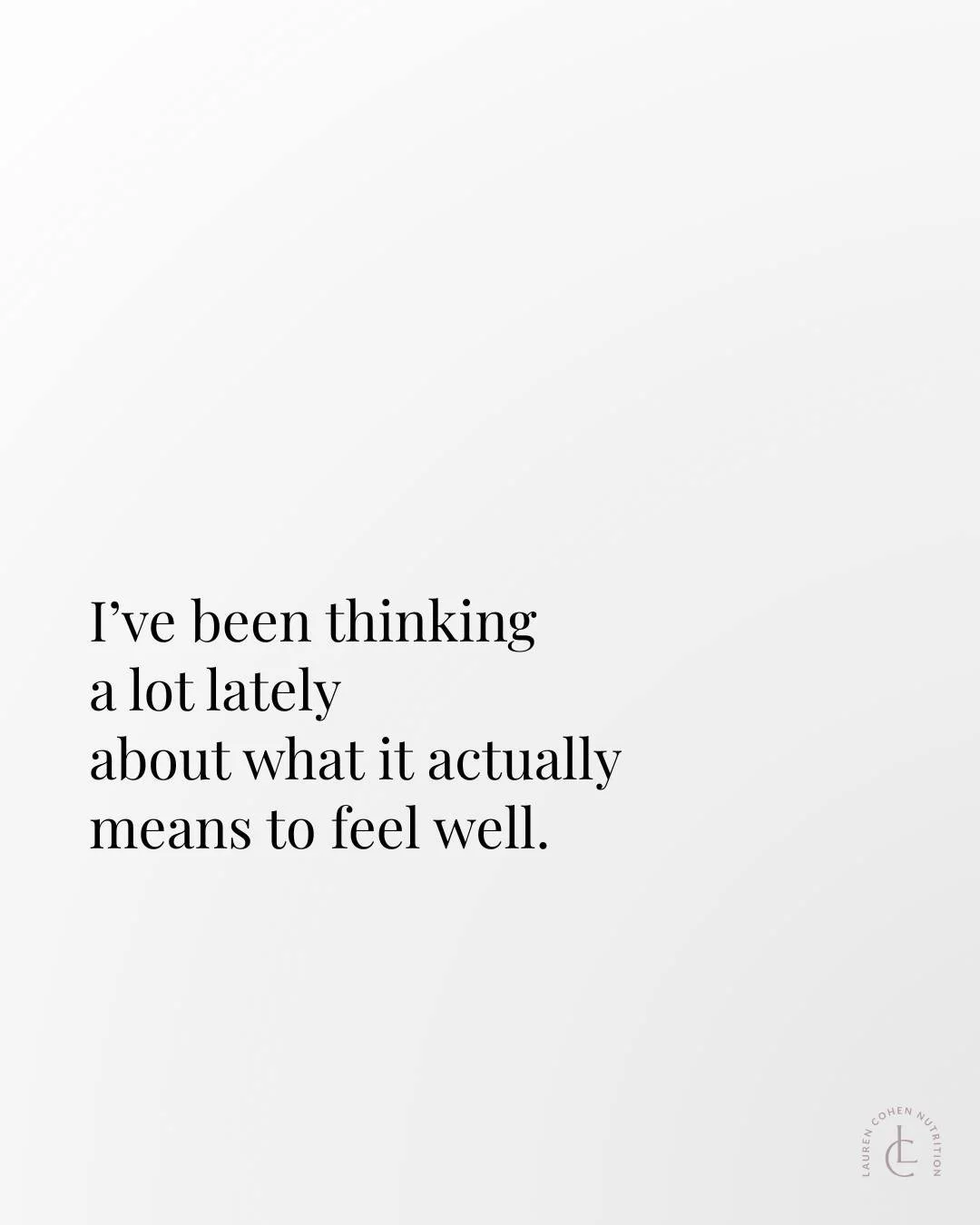 Lately, I&rsquo;ve been thinking a lot about the difference between looking well and actually being well.

I have a feeling this space will become about more than nutrition alone.