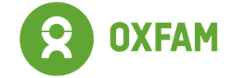 Oxfam logo with green circle and black X