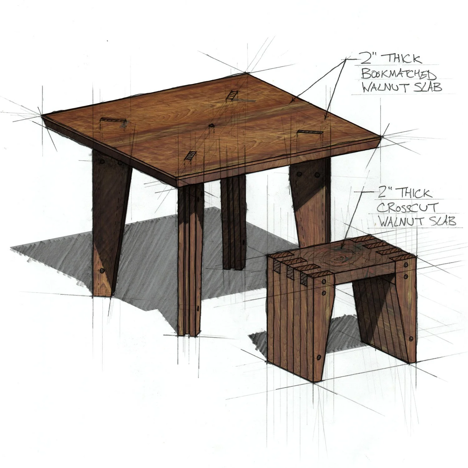 Black Walnut Cafe Set Drawing