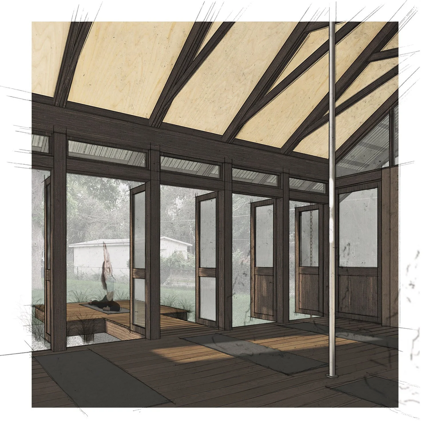 Backyard Yoga Shala Interior Rendering