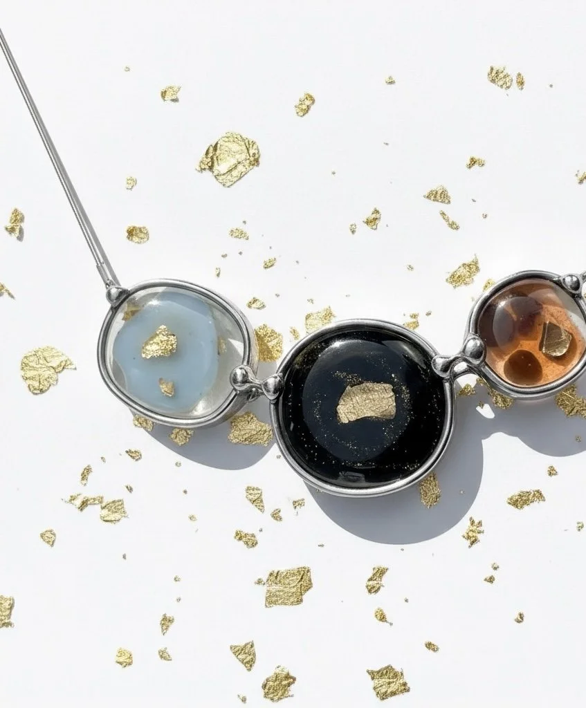 Dazzling Gold Flake and Fused Glass Necklace