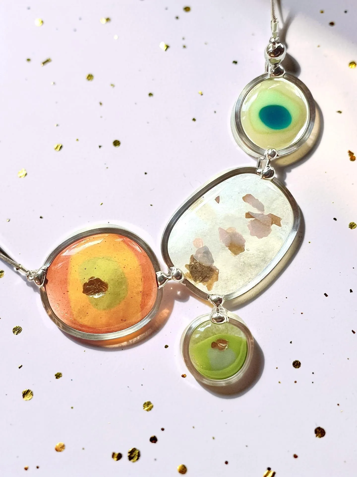 Gold Flake Fused Glass Necklace
