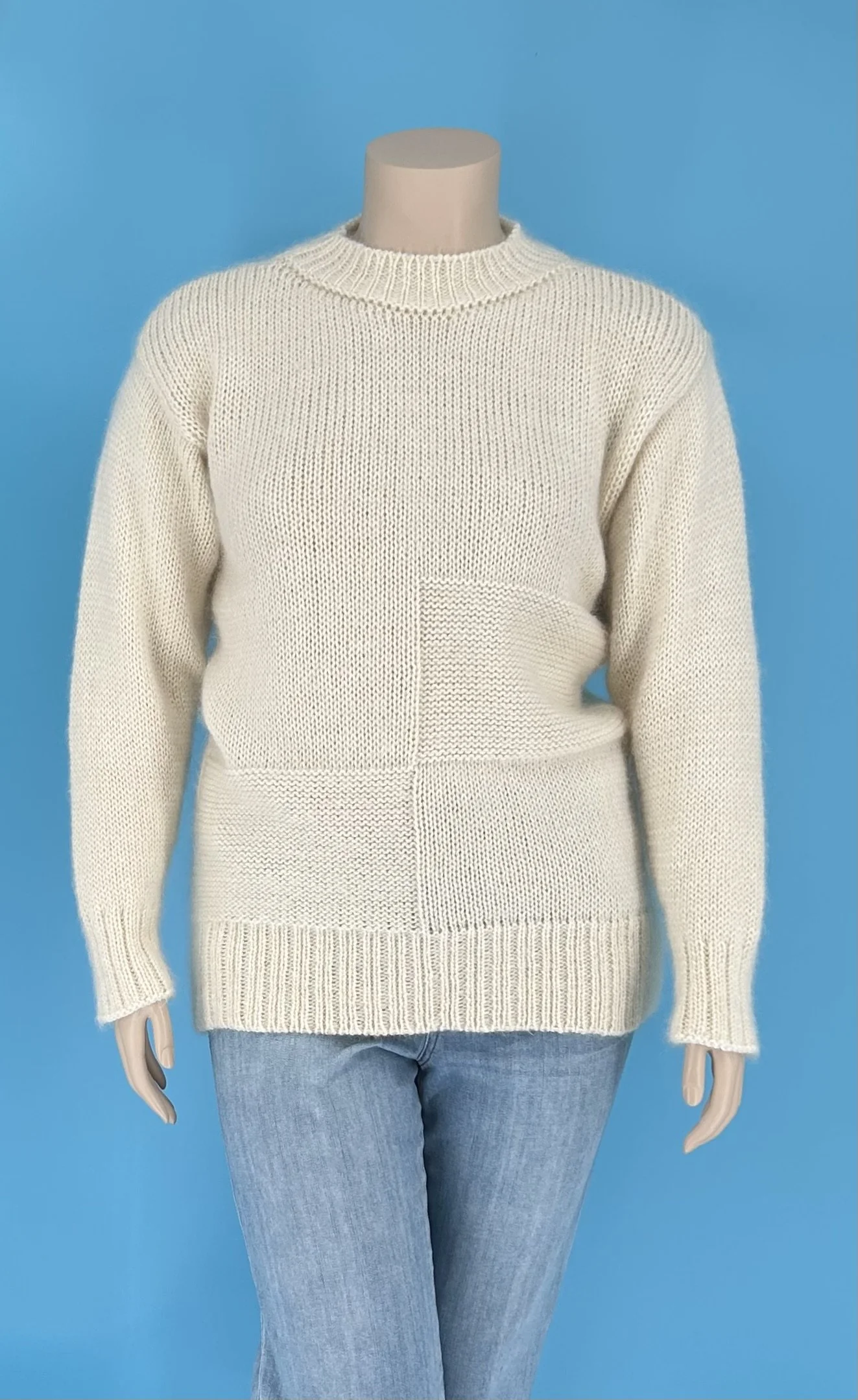 Ivory Textured Panel Sweater