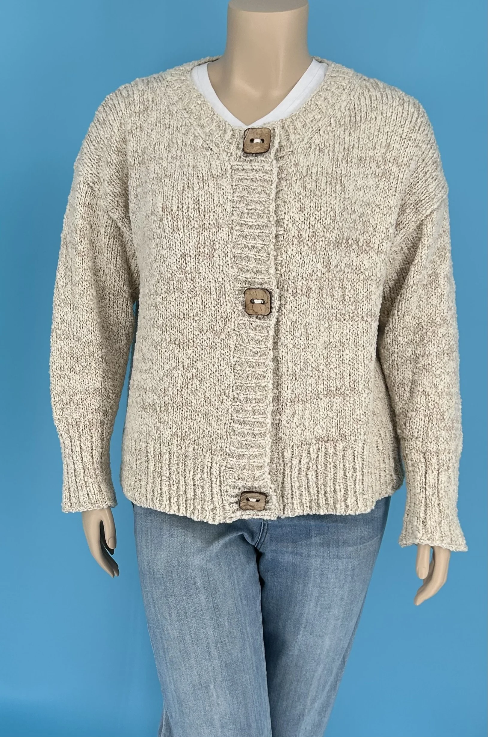 Wheat Bouclé Cardigan