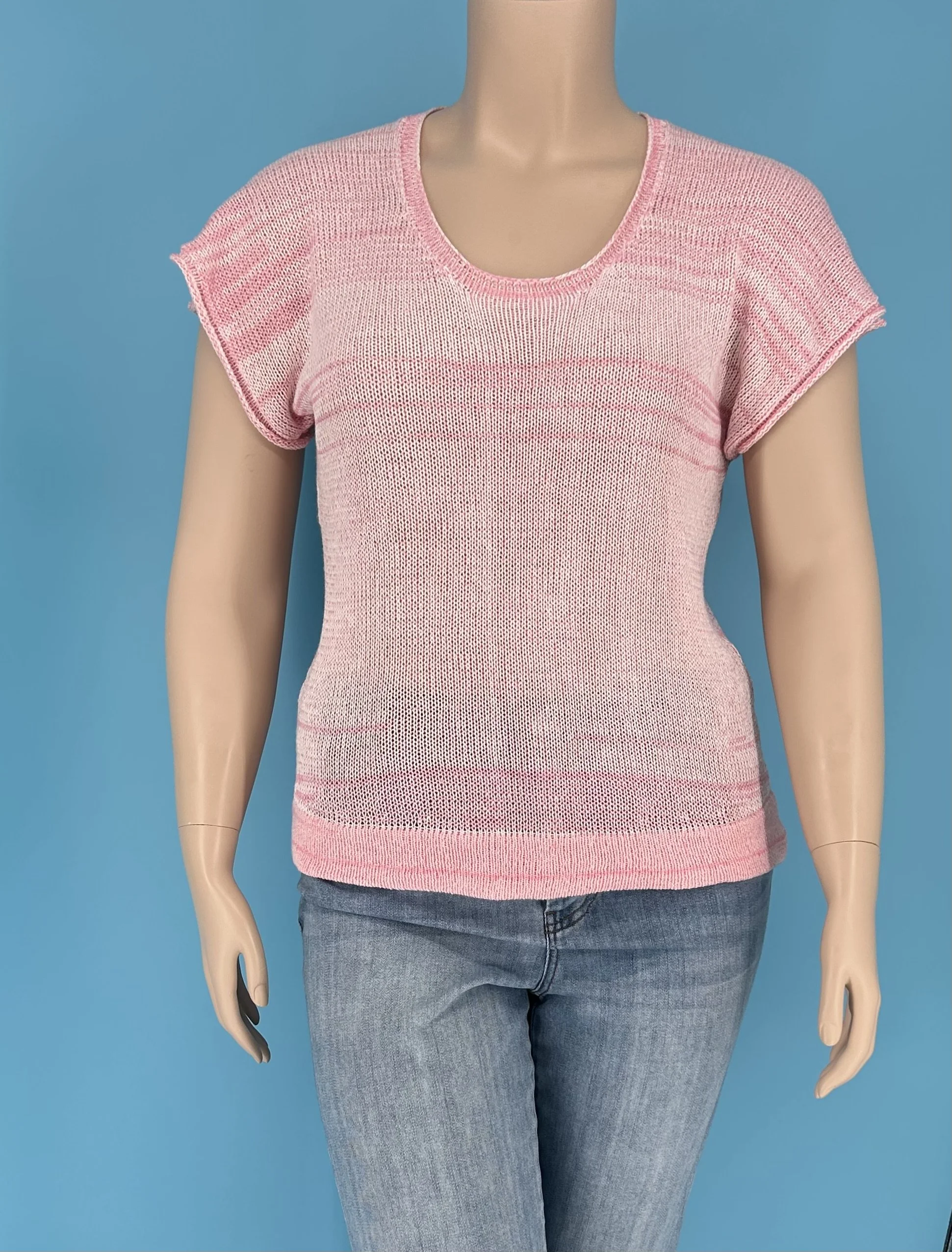 Blush & White Summer Top
