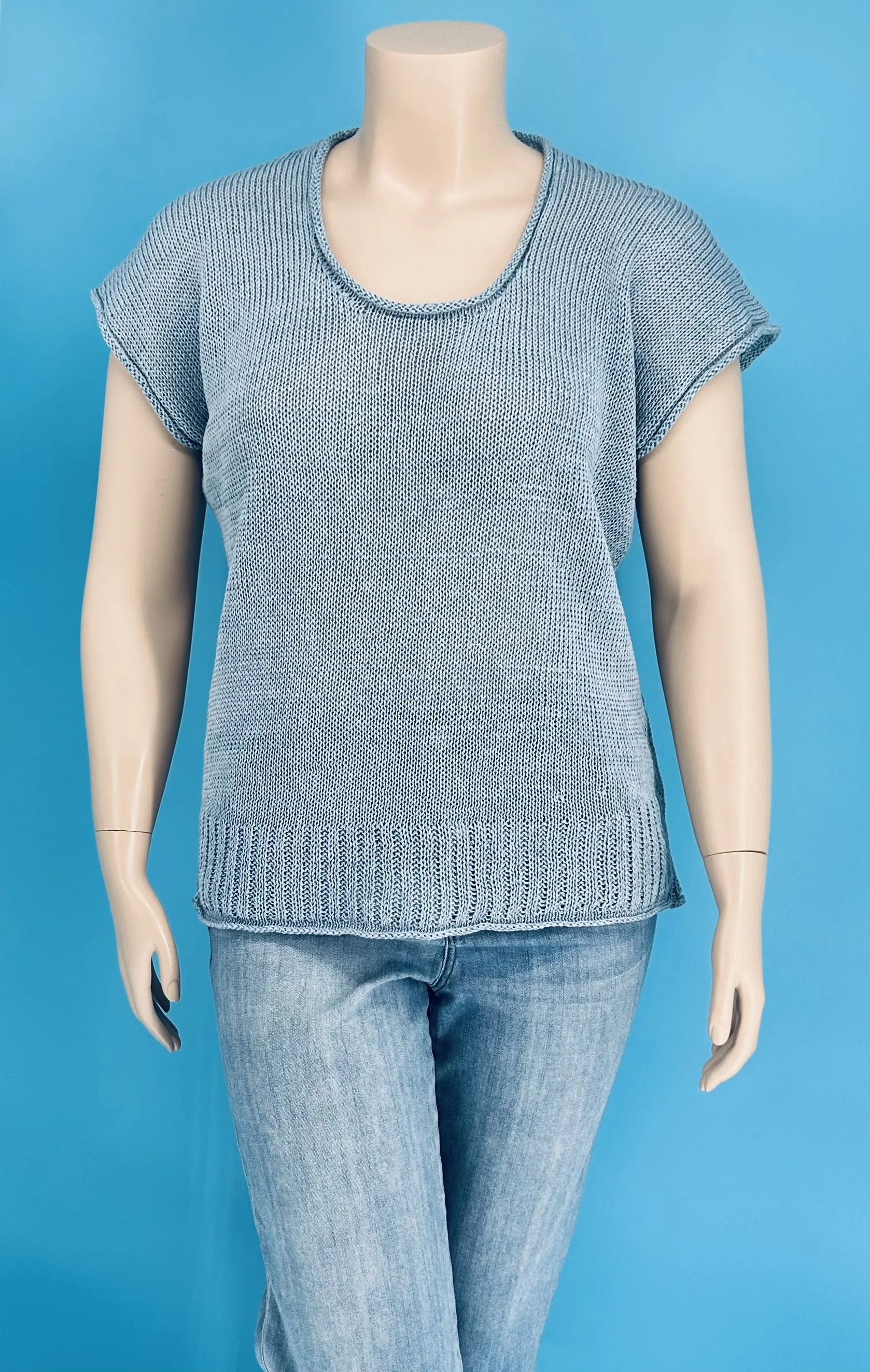 Powder Blue Linen Top