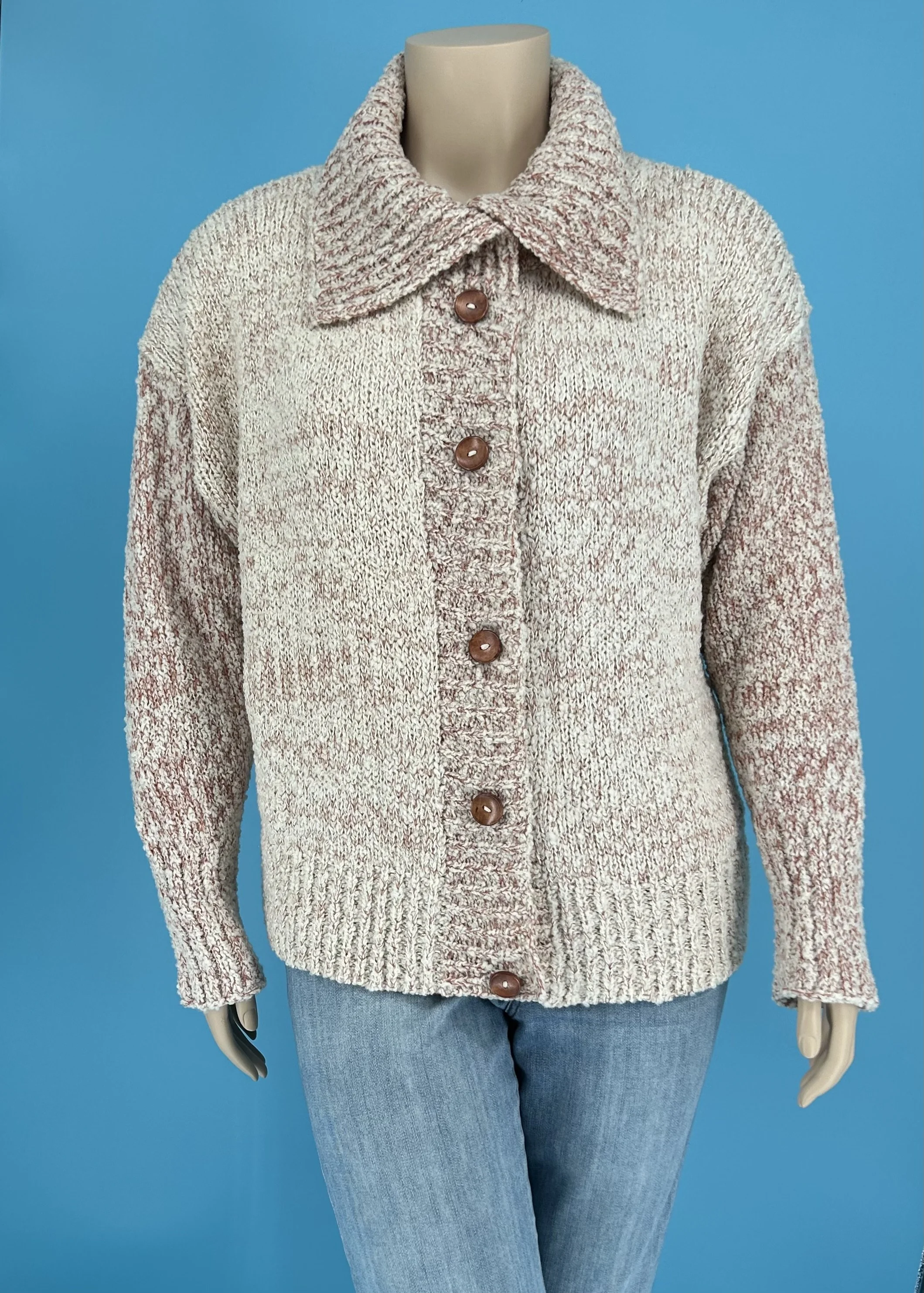 Dusty Rose Bouclé Cardigan
