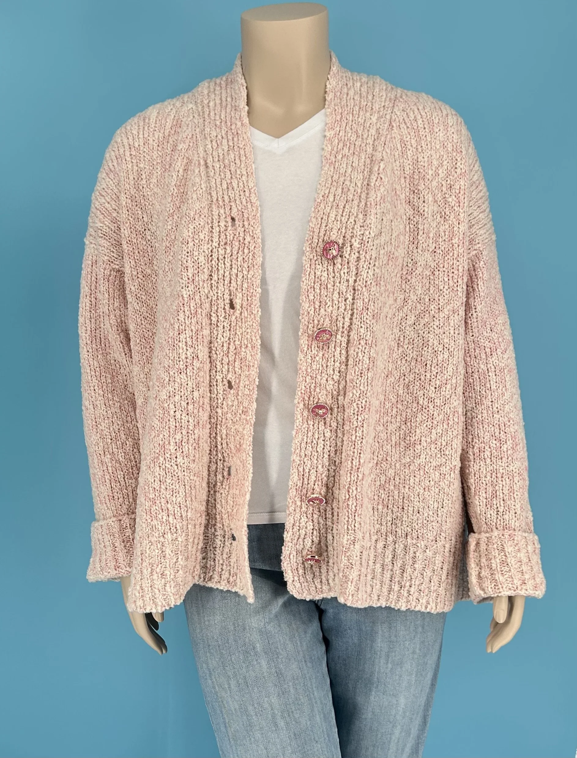 Blush Pink Bouclé Cardigan