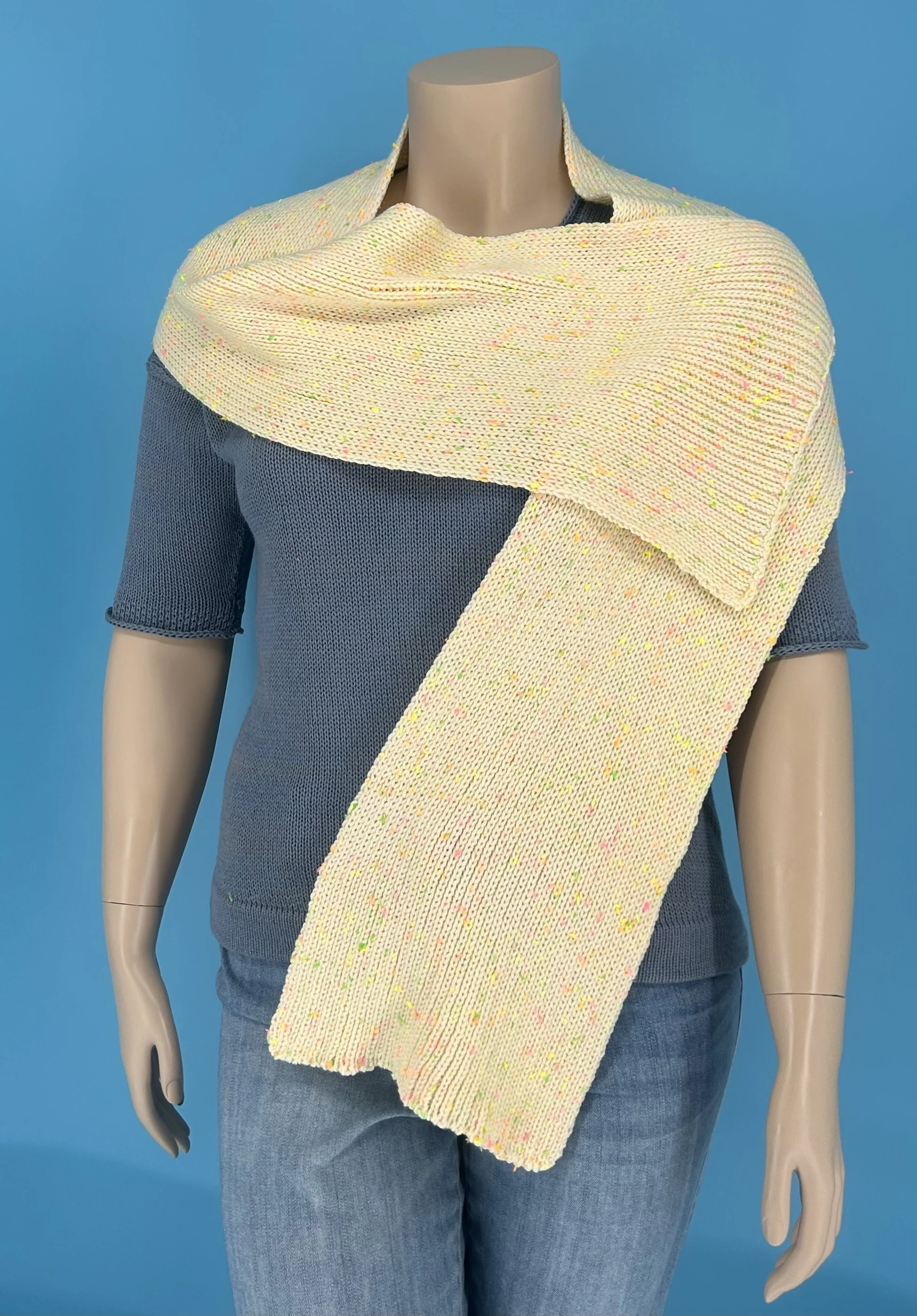 Cream Confetti Ribbed Scarf
