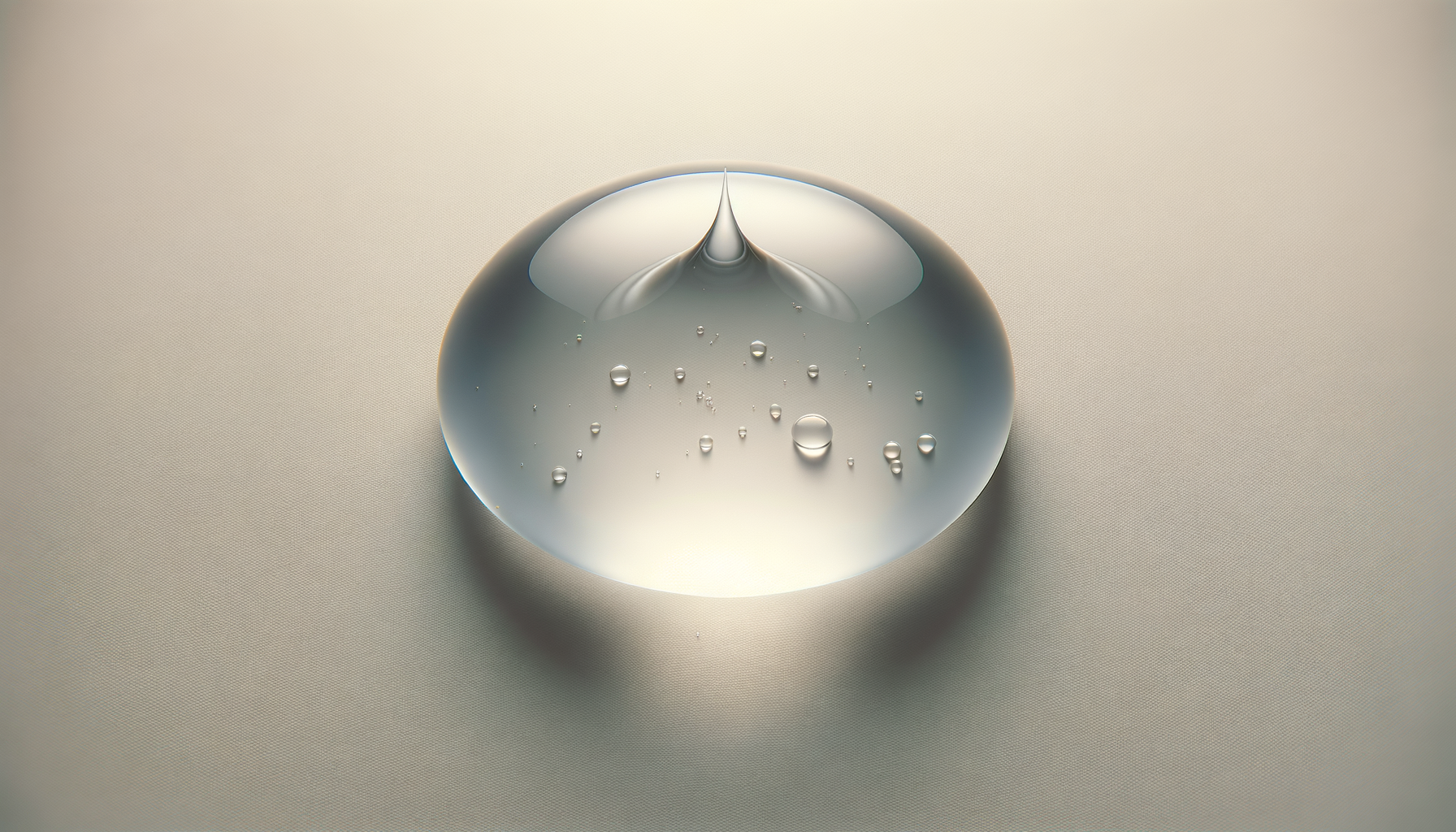 Close-up of a clear gel with small air bubbles inside, placed on a plain light-colored surface.