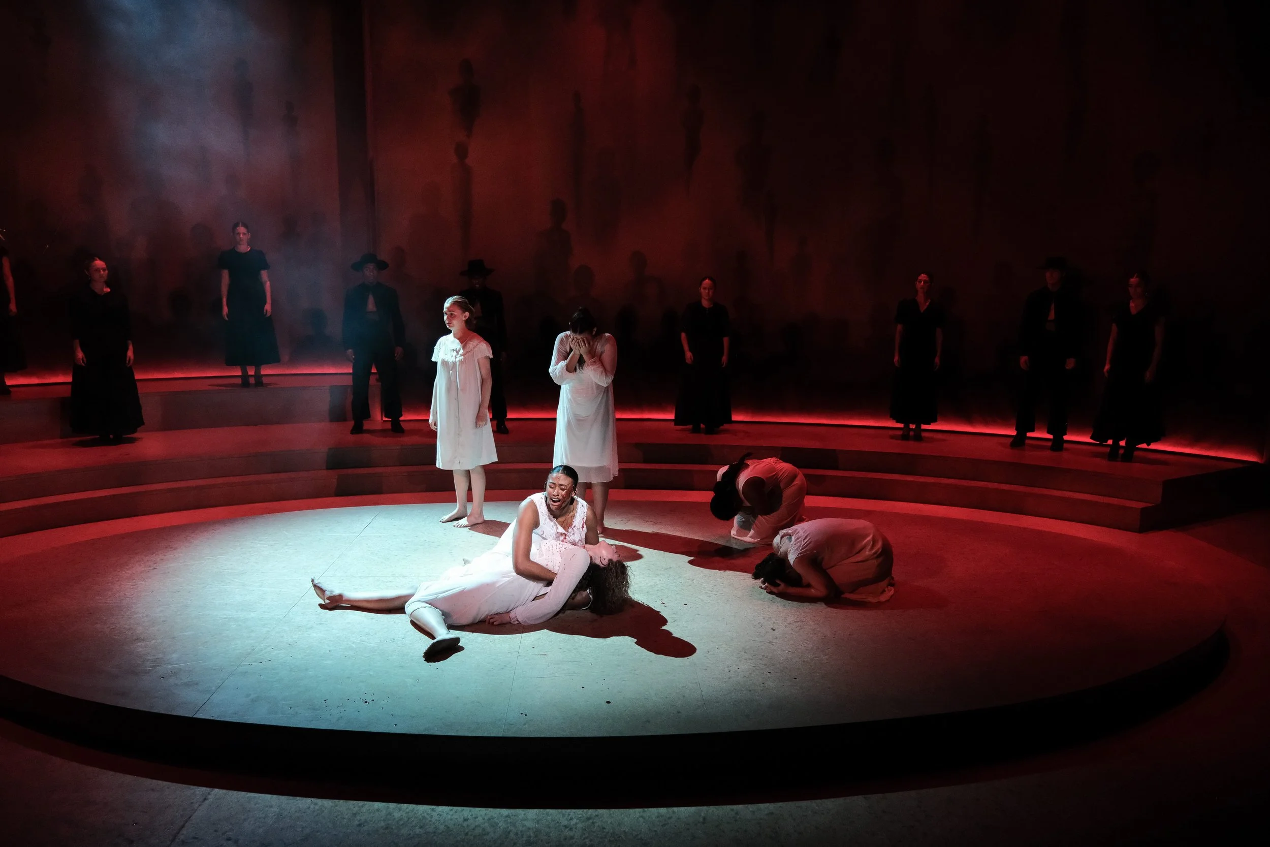 Direction and choreography by William Carlos Angulo; Scenic design by Zeke Leonard; Costume design by Carmen M. Martínez; Lighting design by Henry Killbourn