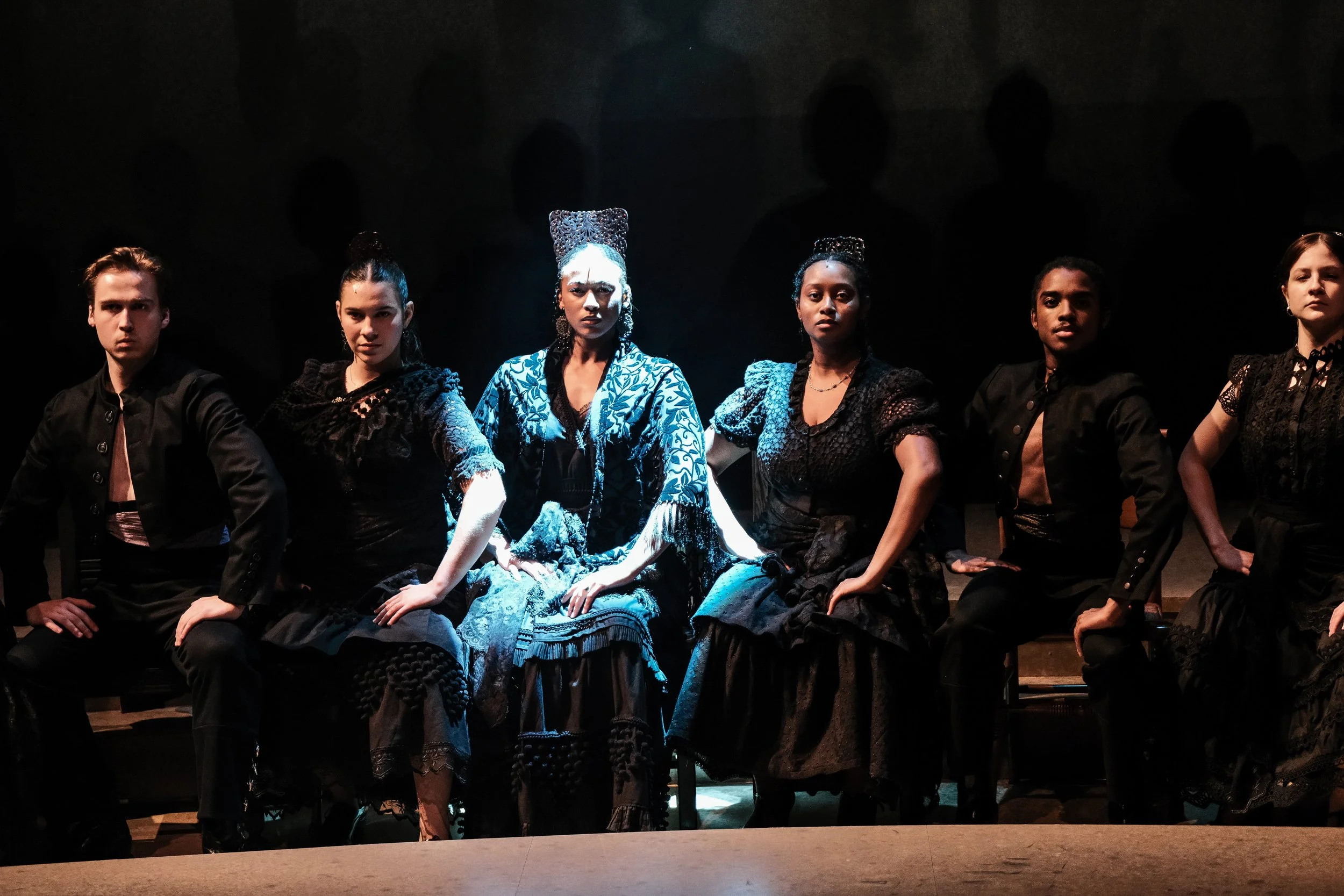 Direction and choreography by William Carlos Angulo; Scenic design by Zeke Leonard; Costume design by Carmen M. Martínez; Lighting design by Henry Killbourn
