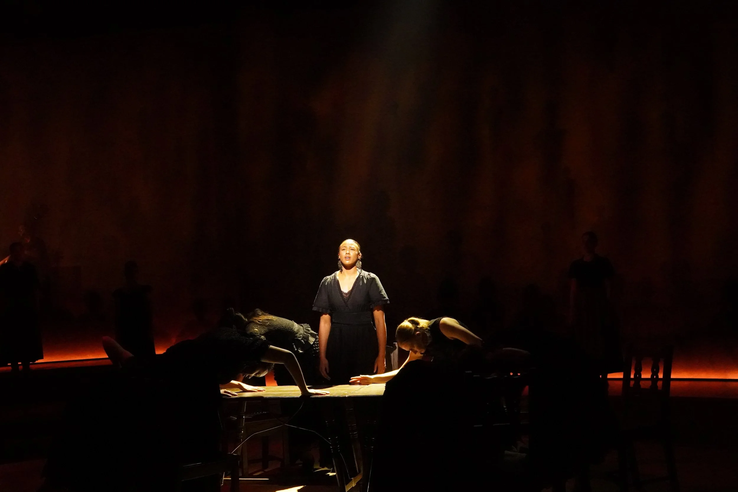 Direction and choreography by William Carlos Angulo; Scenic design by Zeke Leonard; Costume design by Carmen M. Martínez; Lighting design by Henry Killbourn