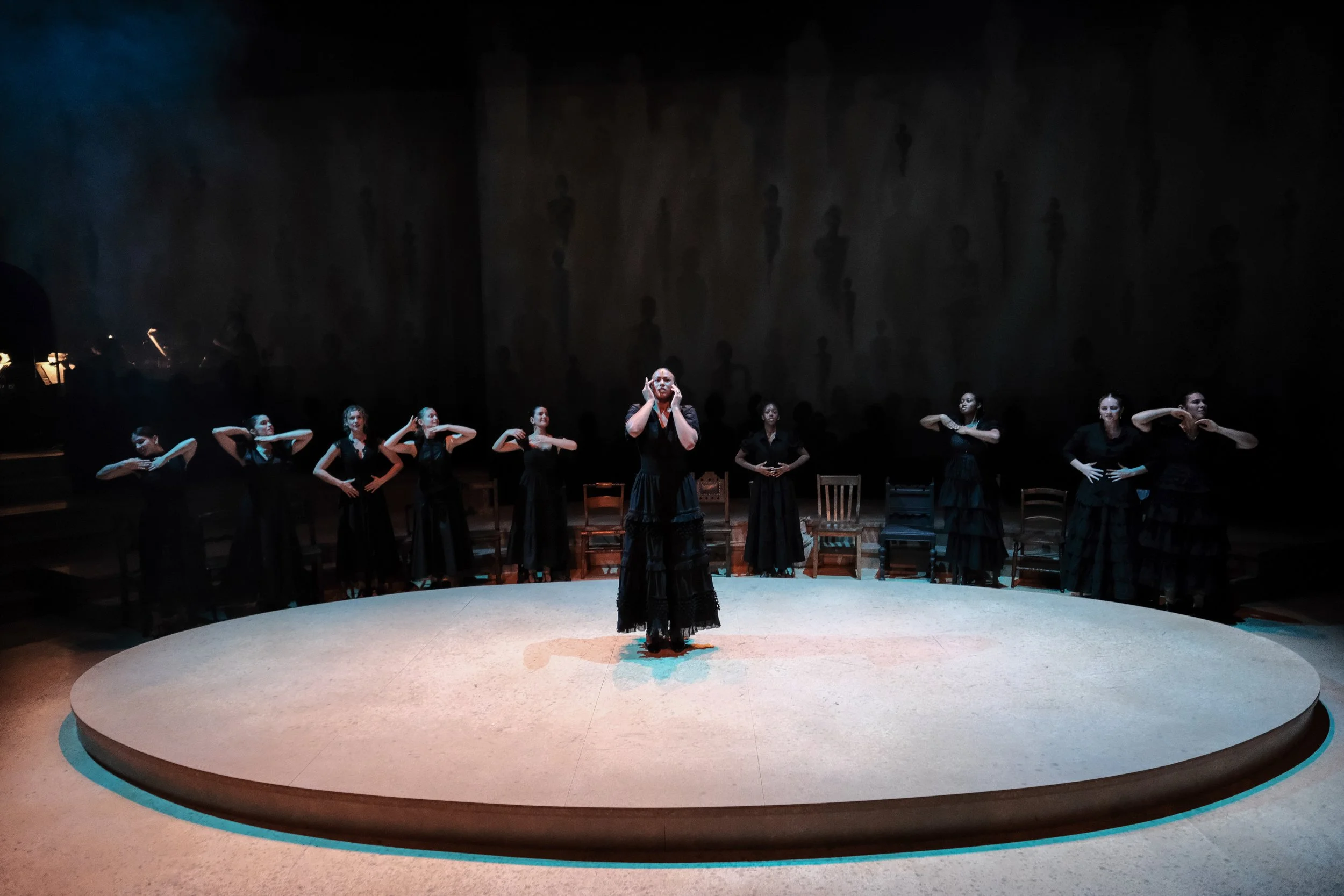 Direction and choreography by William Carlos Angulo; Scenic design by Zeke Leonard; Costume design by Carmen M. Martínez; Lighting design by Henry Killbourn