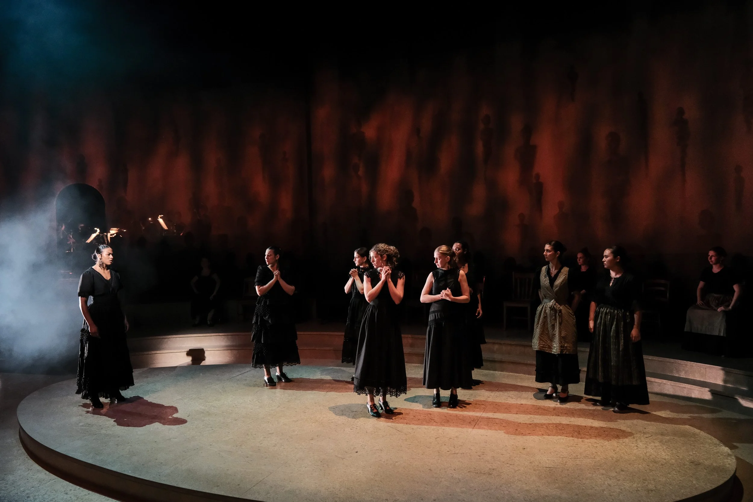 Direction and choreography by William Carlos Angulo; Scenic design by Zeke Leonard; Costume design by Carmen M. Martínez; Lighting design by Henry Killbourn