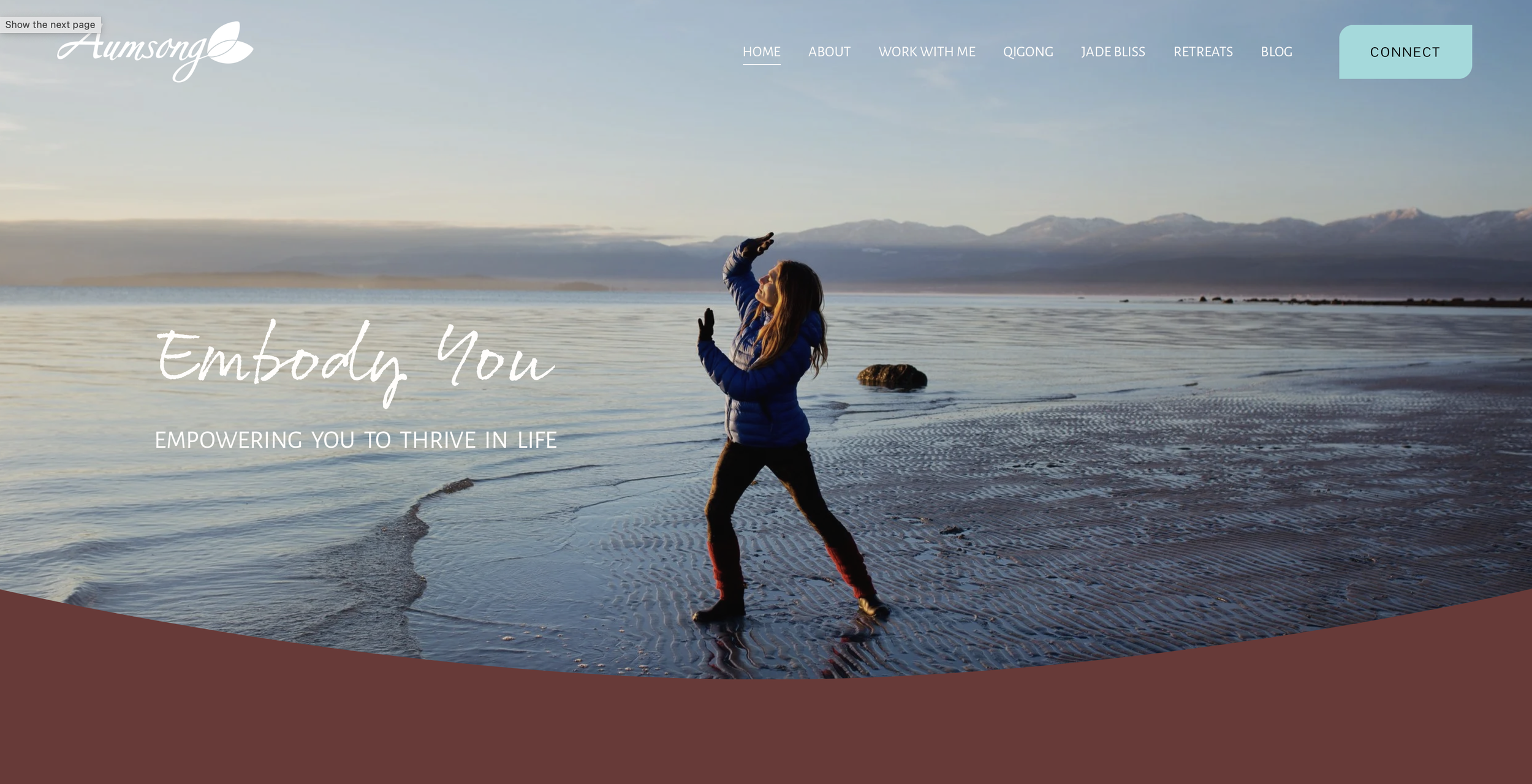 Website homepage for a Medical Qigong teacher and retreat facilitator.