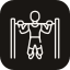 A humorous cartoon illustration of a dog hanging from a leash held by a person.