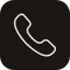 Icon of a white telephone handset on a blue background