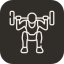 A simple line drawing of a robot with a rectangular body, two arms, and two legs.