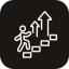 A person ascending steps, symbolizing progress or growth.